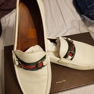 Authentic White Gucci Driver Shoes